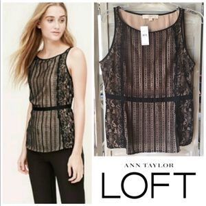 Ann Taylor Lace Sleeveless Peplum Top Sz 6